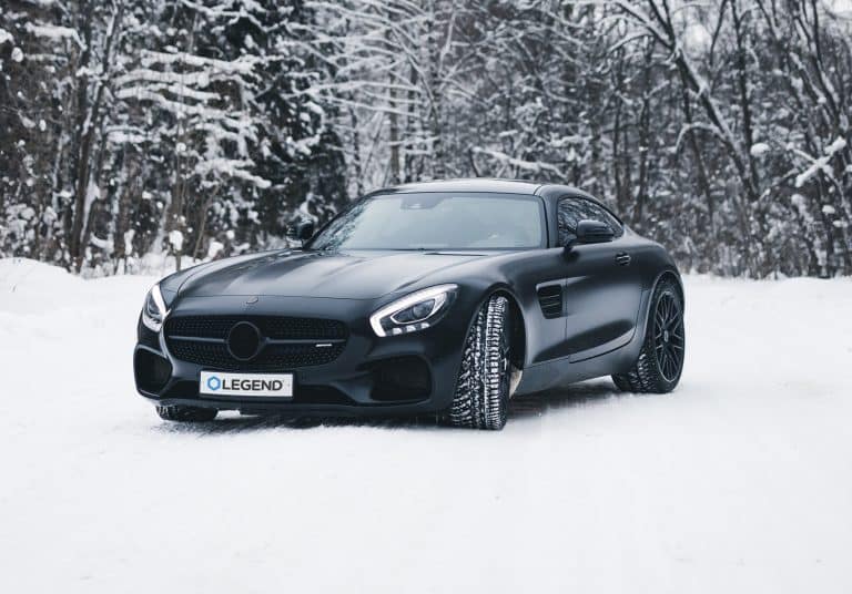 PPF RAVEN™ Matte in the snow showcases premium paint protection film for cars, ensuring durability and style in winter conditions